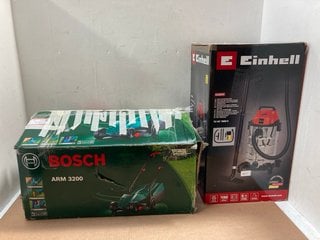 BOSCH ARM 3200 LAWNMOWER TO INCLUDE EINHELL WET AND DRY VACUUM CLEANER: LOCATION - A1