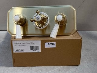 TRADITIONAL CONCEALED TRIPLE SHOWER VALVE IN BRUSHED BRASS RRP £545: LOCATION - R3