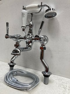 DECK MOUNTED TRADITIONAL BSM IN CHROME WITH SHOWER HANDSET AND HOSE RRP £445: LOCATION - R1