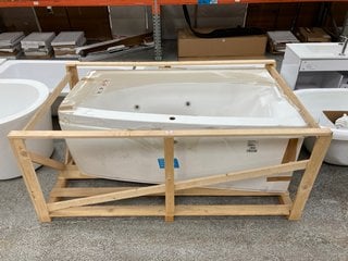 JACUZZI TERMOFORMA TURA FREESTANDING CORNER SPA BATH 1580 X 900MM COMPLETE WITH HEADREST AND ACCESSORIES WITH MOTOR AND SWITCHES (ITEM STILL BOLTED TO DELIVERY CRATE) RRP £2329: LOCATION - C2 (KERBSI