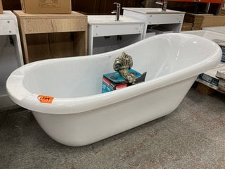 1700 X 750MM TRADITIONAL ROLL TOPPED SINGLE ENDED SLIPPER STYLE BATH WITH OF RUST GOLD CLAW AND BALL FEET RRP £1079: LOCATION - C2