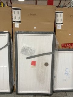 (COLLECTION ONLY) CLEAR GLASS SILVER FRAMED 1400 X 1850 X 6MM SLIDING SHOWER DOOR WITH A PEARLSTONE 1400M X 800MM SHOWER TRAY RRP £1095: LOCATION - C3