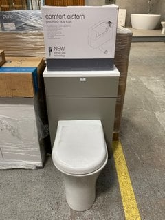 (COLLECTION ONLY) 570 X 240MM TOILET UNIT IN MATT STONE GREY & WHITE WITH BTW PAN & SEAT WITH CONCEALED CISTERN FITTING KIT - RRP £780: LOCATION - C1