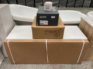 WALL HUNG 1 DRAWER COUNTERTOP SINK UNIT IN MATT CARBON AND GLOSS WHITE 1000 X 370MM WITH A VESSEL BASIN COMPLETE WITH A 3TH BASIN MIXER TAP AND SPRUNG WASTE RRP £750: LOCATION - C2