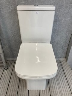 (COLLECTION ONLY) SQUARE STYLED CLOSED COUPLED TOILET COMPLETE WITH ALL CISTERN FITTINGS WITH DUAL FLUSH TOP BUTTON AND SEAT RRP £325: LOCATION - D1