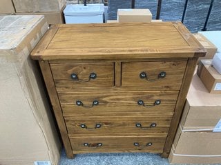 (COLLECTION ONLY) FLOOR STANDING 5 DRAW CHEST IN RECLAIMED PINE 800 X 400 X 920MM RRP £389: LOCATION - D3