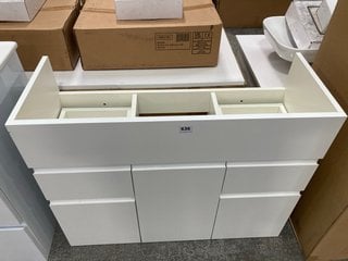 (COLLECTION ONLY) FLOOR STANDING 3 DOOR 2 DRAWER SINK UNIT IN WHITE 850 X 330MM RRP £295: LOCATION - D4