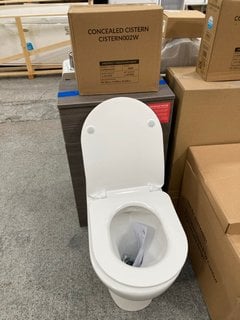 (COLLECTION ONLY) 500 X 235MM TOILET UNIT IN BROWN GREY AVOLA WITH A BTW PAN, SEAT AND CONCEALED CISTERN FITTING KIT RRP £780: LOCATION - D2