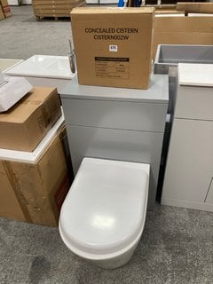 (COLLECTION ONLY) 500 X 300MM TOILET UNIT IN LIGHT GREY WITH A BTW PAN, SEAT AND CONCEALED CISTERN FITTING KIT RRP £780: LOCATION - D4