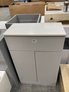 (COLLECTION ONLY) FLOOR STANDING 2 DOOR SLIMLINE COUNTERTOP SINK UNIT IN GREY MIST AND WHITE 505 X 260MM RRP £205: LOCATION - D4