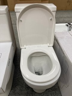 (COLLECTION ONLY) D SHAPED CLOSED COUPLED TOILET COMPLETE WITH CISTERN FITTINGS WITH DUAL FLUSH TOP BUTTON AND SEAT RRP £325: LOCATION - D4