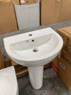 (COLLECTION ONLY) 510MM WIDE 1TH CERAMIC BASIN WITH FULL PEDESTAL RRP £160: LOCATION - D4