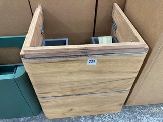 (COLLECTION ONLY) WALL HUNG 2 DRAWER SINK UNIT IN GLADSTONE OAK 470 X 420MM RRP £265: LOCATION - D5