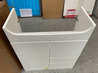 FLOOR STANDING 2 DOOR 2 DRAWER SINK UNIT WHITE 700 X 310 X 820MM RRP £305: LOCATION - D2