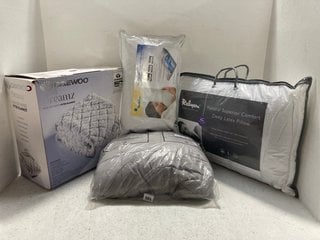 4 X ASSORTED SOFT FURNISHINGS TO INCLUDE MEDIFLOW WATER BASE PILLOW & DAEWOO DREAMZ KING SIZE HEATED FITTED BLANKET: LOCATION - WH5