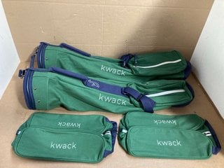 2 X KWACK GOLF CADDIES IN GREEN TO INCLUDE 2 X KWACK CARRY BAGS IN GREEN: LOCATION - WH8