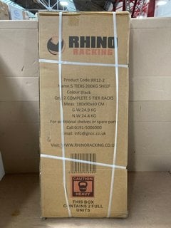 RHINO RACKING 5 TIER 200KG SHELVING IN BLACK: 2 COMPLETE RACKS - PRODUCT CODE: RR12-2: LOCATION - WH9