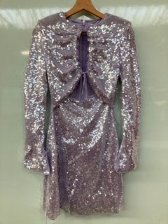 SELF-PORTRAIT LILAC SEQUIN MINI DRESS - SIZE UK8 - RRP £400: LOCATION - BOOTH