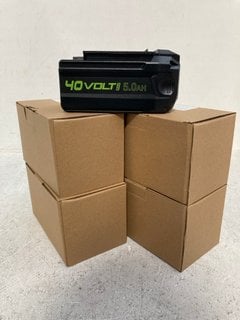 4 X 40V 5.0AH RECHARGEABLE POWER TOOL BATTERIES: LOCATION - H15