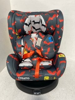 COSATTO ALL IN ONE 360 ROTATE CAR SEAT IN CHARCOAL MISTER FOX DESIGN- RRP £199.95: LOCATION - H12