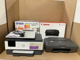 4 X ASSORTED PRINTERS TO INCLUDE CANON PIXMA MG255OS COLOUR ALL-IN-ONE INKJET PRINTER: LOCATION - H10