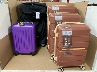 6 X ASSORTED LUGGAGE ITEMS TO INCLUDE YKK 19" HARDSHELL WHEELED SUITCASE IN PURPLE: LOCATION - H10