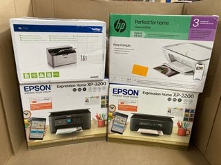 4 X ASSORTED PRINTERS TO INCLUDE EPSON EXPRESSION HOME XP-3200 PRINTER: LOCATION - H9