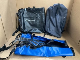 2 X EARTHPACK BACKPACKS IN BLUE/BLACK TO INCLUDE YKK TRAVELTOPIA WEEKENDER 30 - RRP £85.00: LOCATION - H9