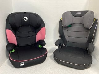 LIONELO LARS I-SIZE BABY CAR SEAT IN BABY PINK TO INCLUDE GRACO LOGICOL I-SIZE HIGHBACK BOOSTER CAR SEAT IN MIDNIGHT: LOCATION - H8