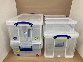 QTY OF ASSORTED PLASTIC STORAGE BOXES WITH LIDS: LOCATION - H5