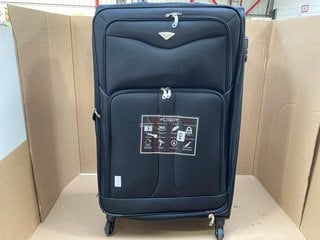 FLIGHT KNIGHT LARGE 4 WHEELED SOFT SHELL SUITCASE IN BLACK: LOCATION - G2