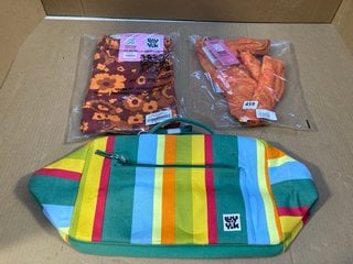 2 X PAIRS OF LUCY YAK ZELDA FLARED TROUSERS IN ORANGE/BROWN- UK SIZE 10 TO INCLUDE LUCY YAK ORGANIC BAG IN MULTI: LOCATION - G3