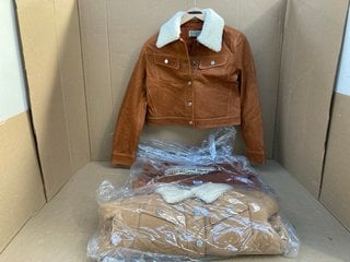 2 X R.M.WILLIAMS LADIES CROPPED RIDER JACKETS- UK SIZE 12 TO INCLUDE SHEARLING RIDER JACKET IN BROWN- UK SIZE 16: LOCATION - G5