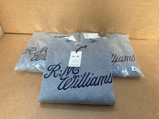 3 X R.M.WILLIAMS MENS CREW NECK SWEATSHIRTS IN GREY - UK SIZE M- COMBINED RRP £255.00: LOCATION - G7