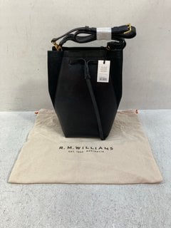 R.M.WILLIAMS BUCKET BAG IN BLACK SUEDE - RRP £239.00: LOCATION - G9