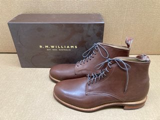 R.M.WILLIAMS RANDWICK LIMITED EDITION MENS LACE UP LEATHER BOOTS IN COCO- UK SIZE 12 : RRP £340.00: LOCATION - G13