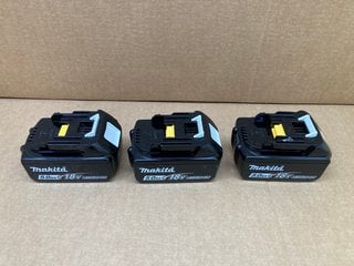 3 X MAKITA 18V LITHIUM-ION RECHARGEABLE BATTERIES: LOCATION - G14