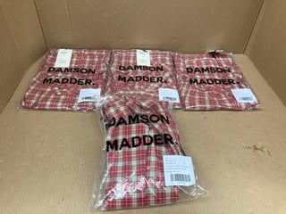 4 X LADIES DAMSON MADDER BRONTE BUTTON SKIRTS IN RED CHECK- UK SIZE 12- COMBINED RRP £300: LOCATION - F17