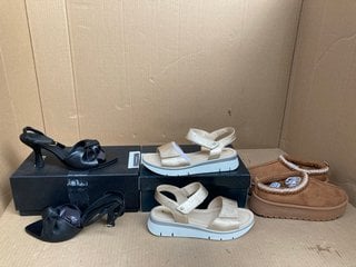 3 X ASSORTED WOMENS FOOTWEAR TO INCLUDE LADIES VAN-DAL PLATINO SANDALS IN SORBET- UK SIZE 8 AND CYRA LEATHER HEELED SANDALS IN BLACK- UK SIZE 6: LOCATION - F16