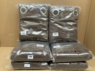 6 X PAIRS OF DWCN BLACKOUT EYELET CURTAINS IN BROWN- SIZE 55" X 96": LOCATION - F15