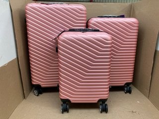 3PC HARDSHELL WHEELED LUGGAGE SET IN ROSE GOLD: LOCATION - F15