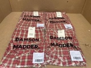 4 X LADIES DAMSON MADDER BRONTE BUTTON SKIRT IN RED CHECK- UK SIZE 12: COMBINED RRP £300.00: LOCATION - F15