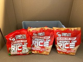 6 X 2000G BAGS OF COMPLETE STRENGTH BELIEVE THE HYPE CREAM OF RICE FOOD SUPPLEMENTS - BBE 12/25: LOCATION - F15