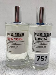 2 X NOTED.AROMAS 100ML PERFUMES IN BOGOTA AND NEW YORK FRAGRANCES: LOCATION - F14