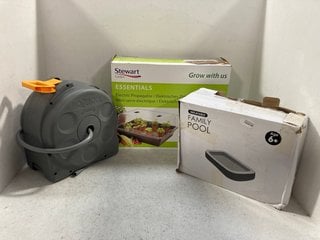 3 X ASSORTED OUTDOOR ITEMS TO INCLUDE STEWART GARDEN ESSENTIALS ELECTRIC PROPAGATOR AND HOZELOCK HOSE REEL: LOCATION - WH2