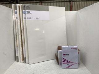 6 X WINSOR & NEWTON 28 X 36 INCH FRAMED BLANK CANVASES TO INCLUDE BOX OF A4 WHITE COPIER PAPER: LOCATION - F14