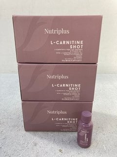 3 X 15 PACK OF 50ML NUTRIPLUS CARNITINE-SHOTS- BBE 07/27: LOCATION - F13