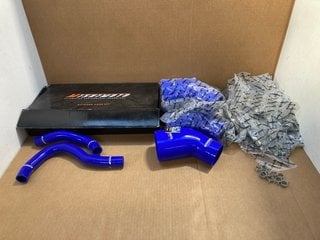 QTY OF ASSORTED MISHIMOTO CAR PARTS TO INCLUDE MMCP-R45-3040BL SILICONE REDUCER COUPLER IN BLUE: LOCATION - F12