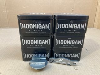 6 X MISHIMOTO HOONIGAN MMOFC-MAZ-HOONSL MAZDA OIL FILLER CAPS IN SILVER- COMBINED RRP £333.72: LOCATION - F11