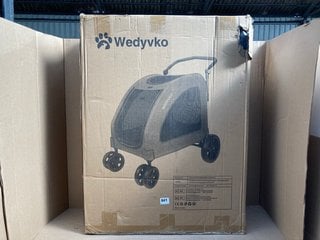 WEDYVKO 4 WHEELED FOLDING PET LARGE CAT/DOG STROLLER PRAM IN BLACK - RRP £119.99: LOCATION - F10